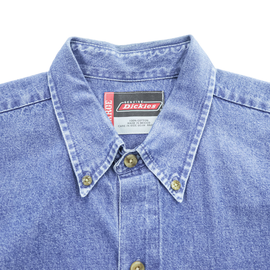Dickies 長袖デニムシャツ L インディゴ ブルー ボタンダウン 胸ポケット GL300SNB