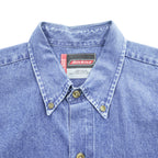 Dickies 長袖デニムシャツ L インディゴ ブルー ボタンダウン 胸ポケット GL300SNB