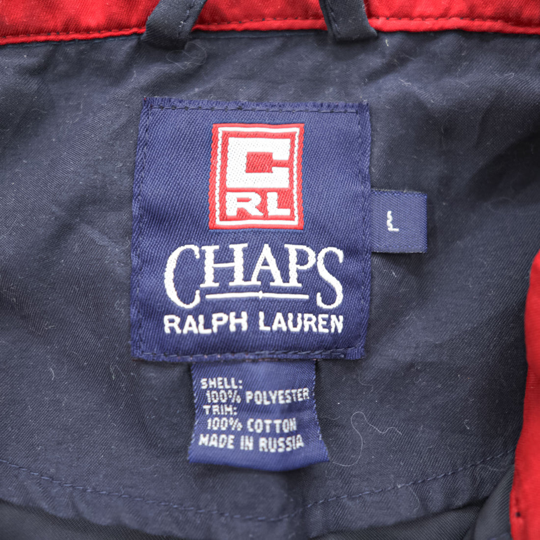 CHAPS Ralph Lauren 90年代 フード収納式 アノラックパーカー L ネイビー ドローコード ロシア製