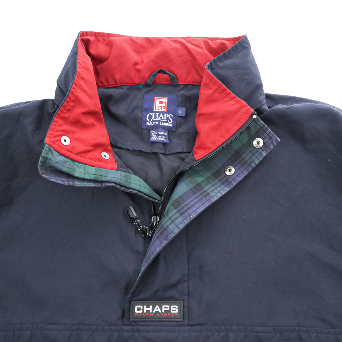 CHAPS Ralph Lauren 90年代 フード収納式 アノラックパーカー L ネイビー ドローコード ロシア製