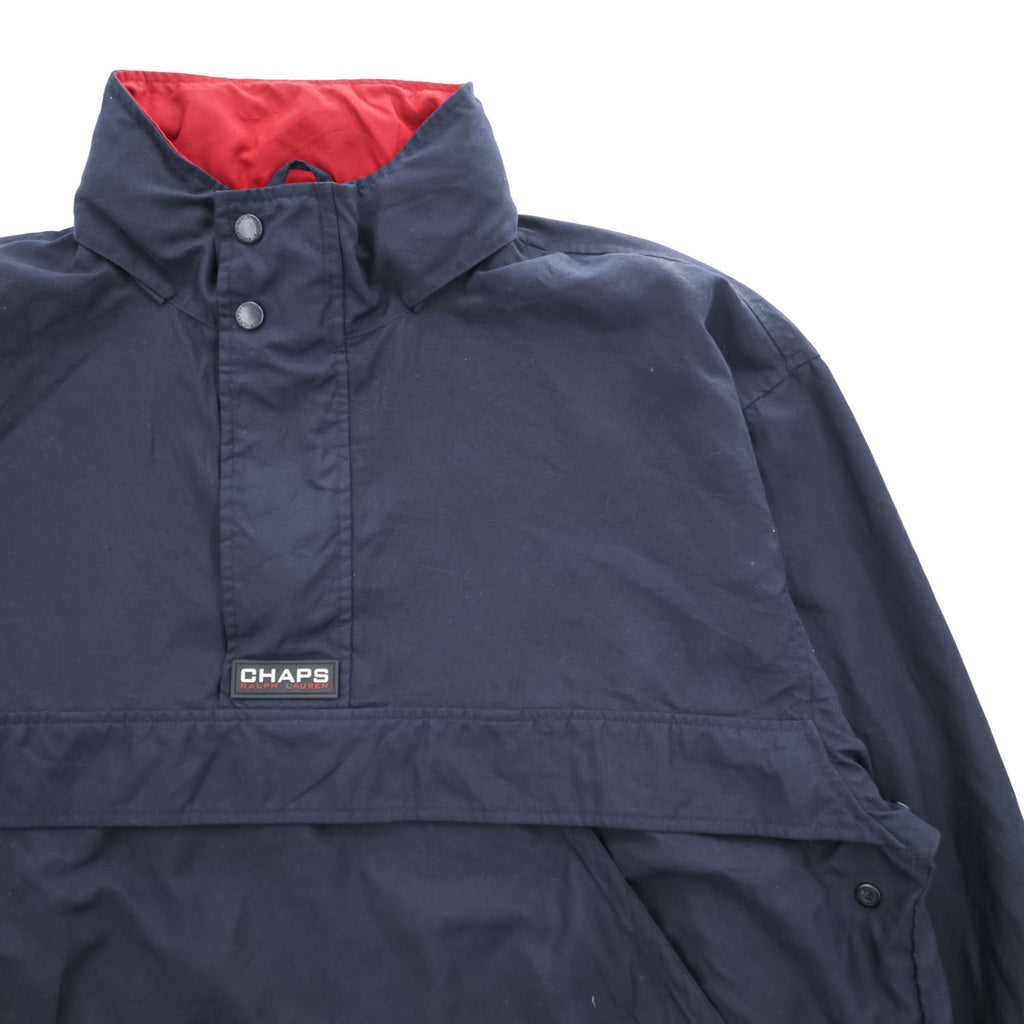 CHAPS Ralph Lauren 90年代 フード収納式 アノラックパーカー L ネイビー ドローコード ロシア製
