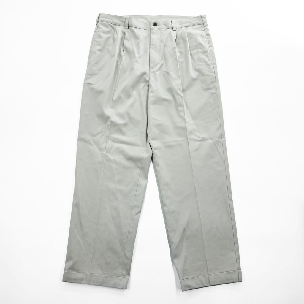 Brooks Brothers チノパンツ コットン 2タック スラックス L ベージュ ワイド プリーツ ダブルカフス
