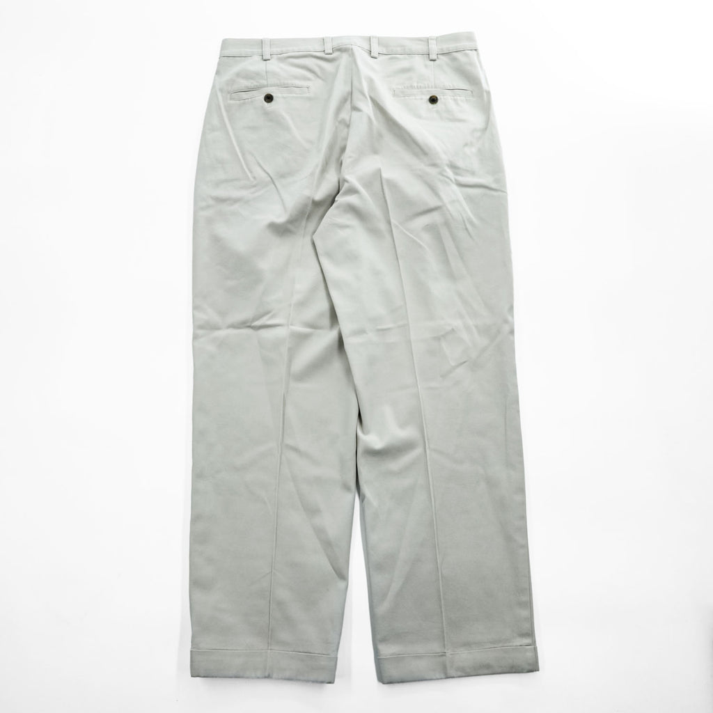 Brooks Brothers チノパンツ コットン 2タック スラックス L ベージュ ワイド プリーツ ダブルカフス