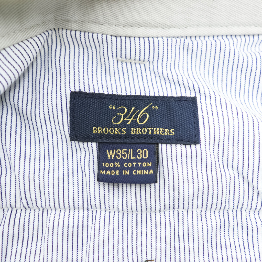 Brooks Brothers チノパンツ コットン 2タック スラックス L ベージュ ワイド プリーツ ダブルカフス