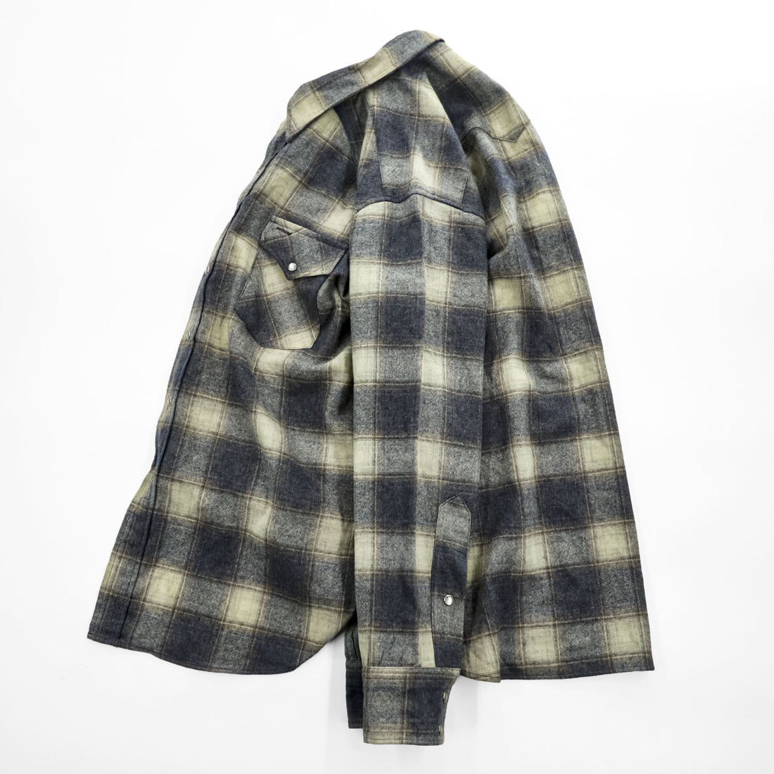 PENDLETON 白タグ 70年代 ヴィンテージ 長袖 オンブレチェック ウエスタンシャツ XL スナップボタン 100%バージンウール