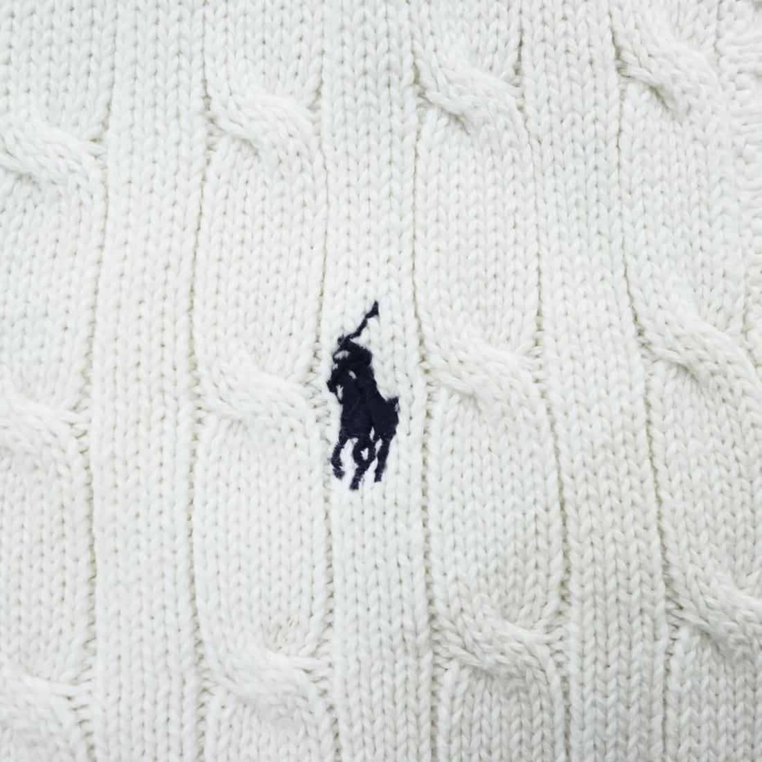 Polo Ralph Lauren 90年代 Vネック コットン ケーブルニットベスト XL ホワイト ポニー 刺繍