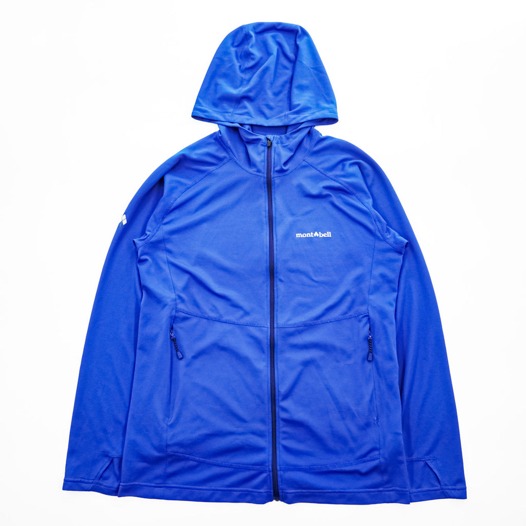 mont-bell クール パーカ UVカット 撥水加工 ジップパーカー M ブルー ストレッチ サムホール 1114460