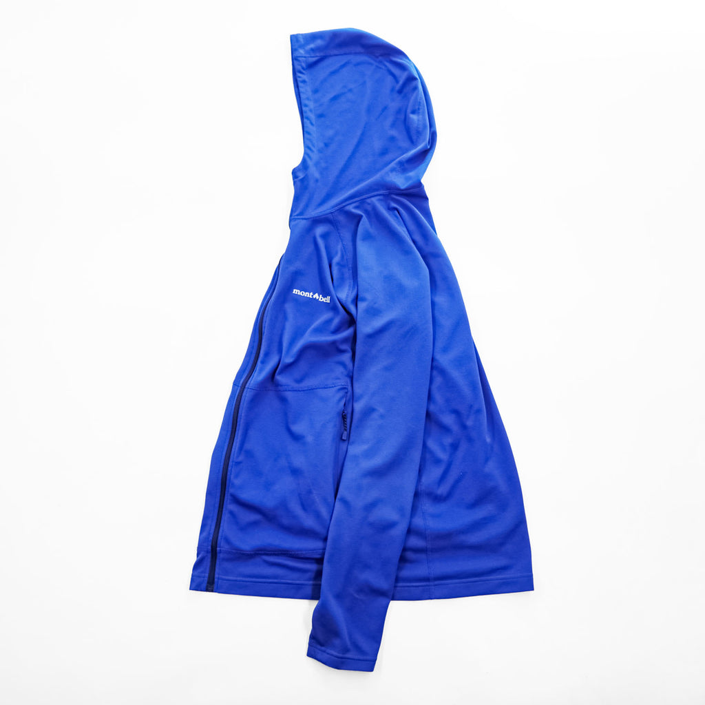 mont-bell クール パーカ UVカット 撥水加工 ジップパーカー M ブルー ストレッチ サムホール 1114460