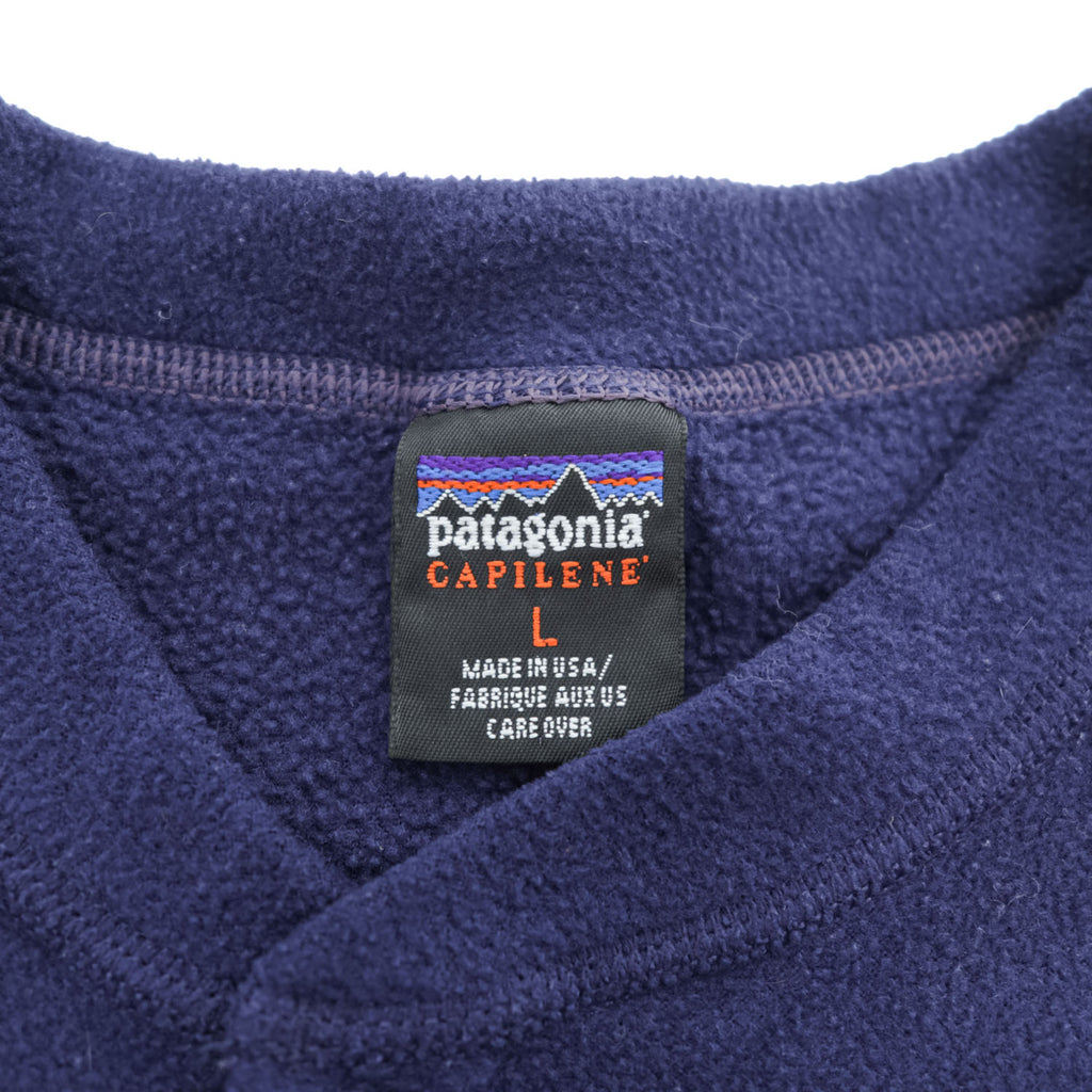 Patagonia USA製 90年代 キャプリーン CAPILENE ヘンリーネック フリーストップ プルオーバー L ネイビー 99年製 ハーフボタン