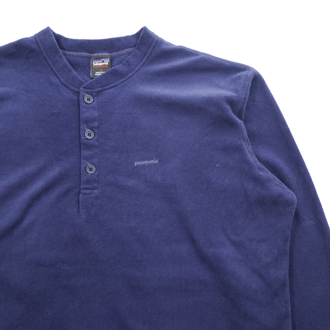 Patagonia USA製 90年代 キャプリーン CAPILENE ヘンリーネック フリーストップ プルオーバー L ネイビー 99年製 ハーフボタン