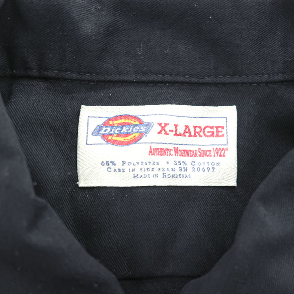 Dickies 半袖ワークシャツ XL ブラック ビッグサイズ フラップ ダブルポケット ボックスシルエット