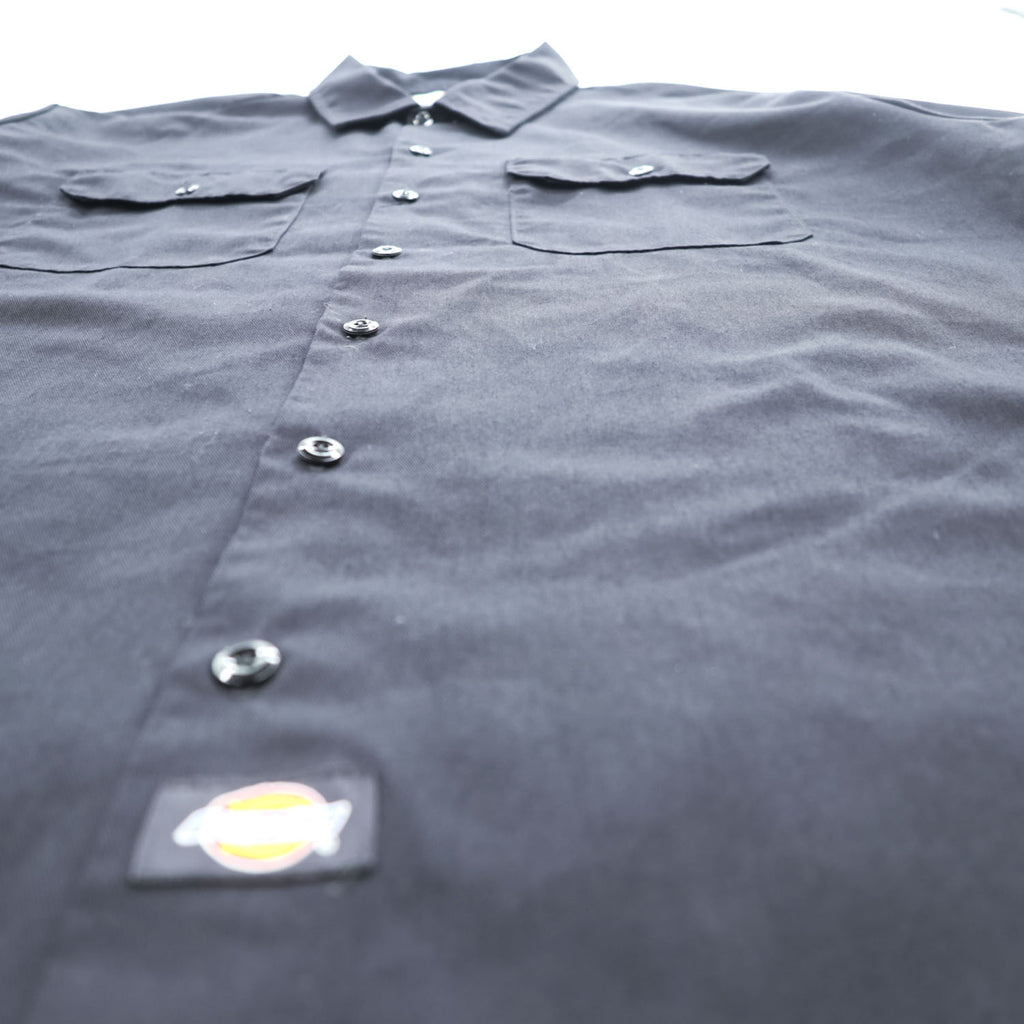 Dickies 半袖ワークシャツ XL ブラック ビッグサイズ フラップ ダブルポケット ボックスシルエット