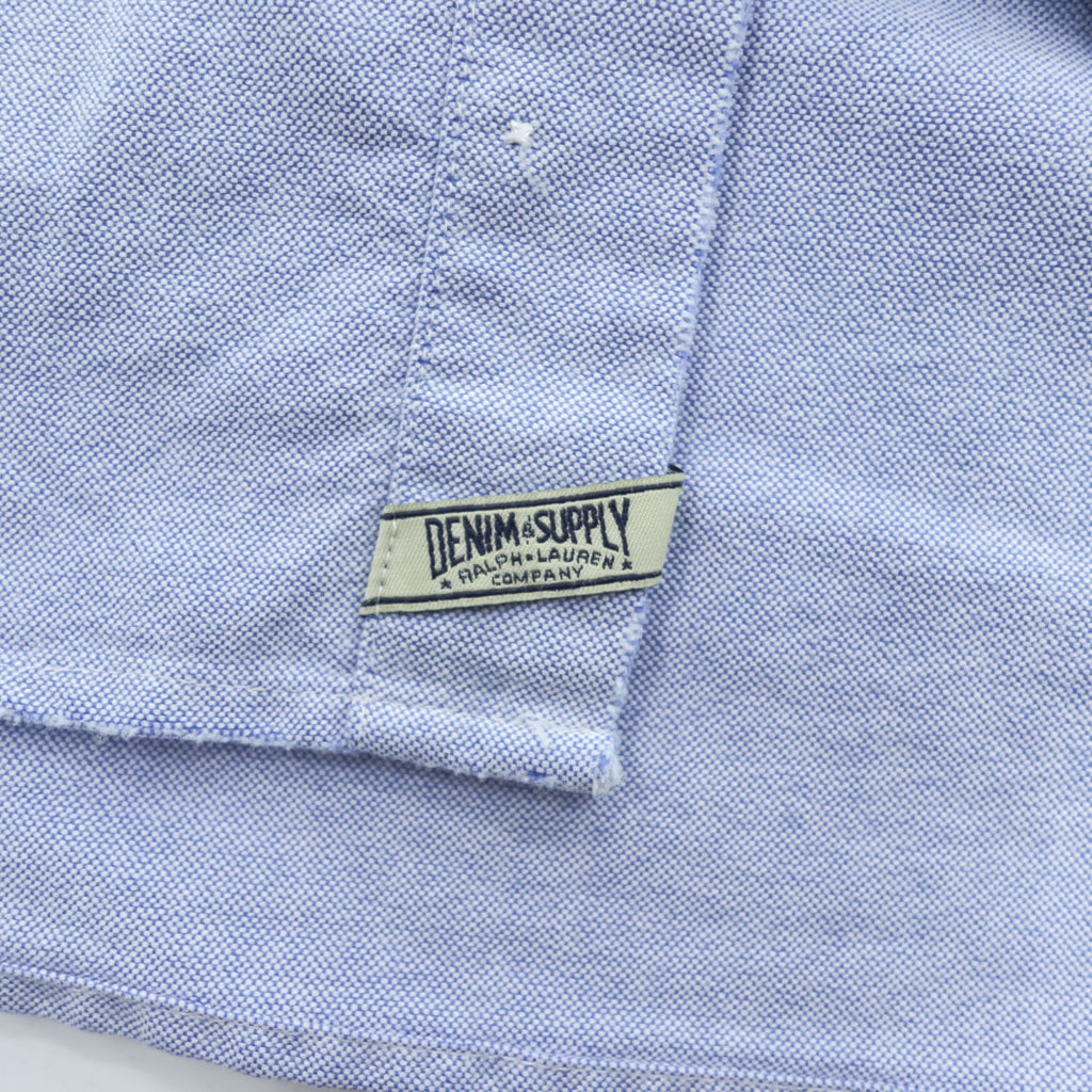 DENIM & SUPPLY RALPH LAUREN 長袖 オックスフォードシャツ S ブルー ボタンダウン 胸ポケット