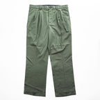 ROUNDTREE ＆YORKE 2タック スラックス パンツ TOTAL FLEX コットン L オリーブ グリーン プリーツ ダブルカフス