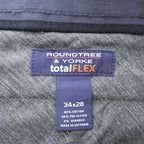 ROUNDTREE ＆YORKE 2タック スラックス パンツ TOTAL FLEX コットン L オリーブ グリーン プリーツ ダブルカフス