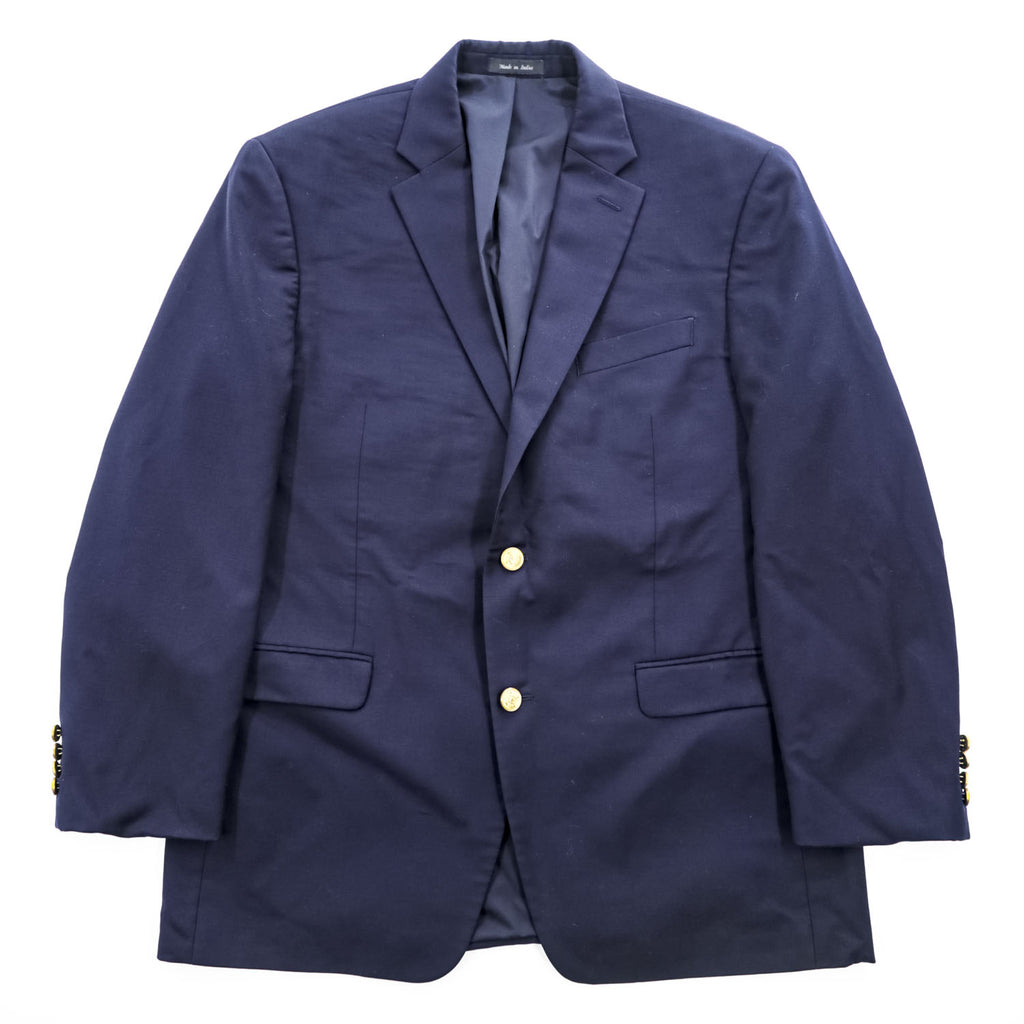 LAUREN RALPH LAUREN 90年代 ヴィンテージ ブレザー 2B テーラードジャケットXL ネイビー ギャバジン macy's men's store 紺ブレ 金ボタン