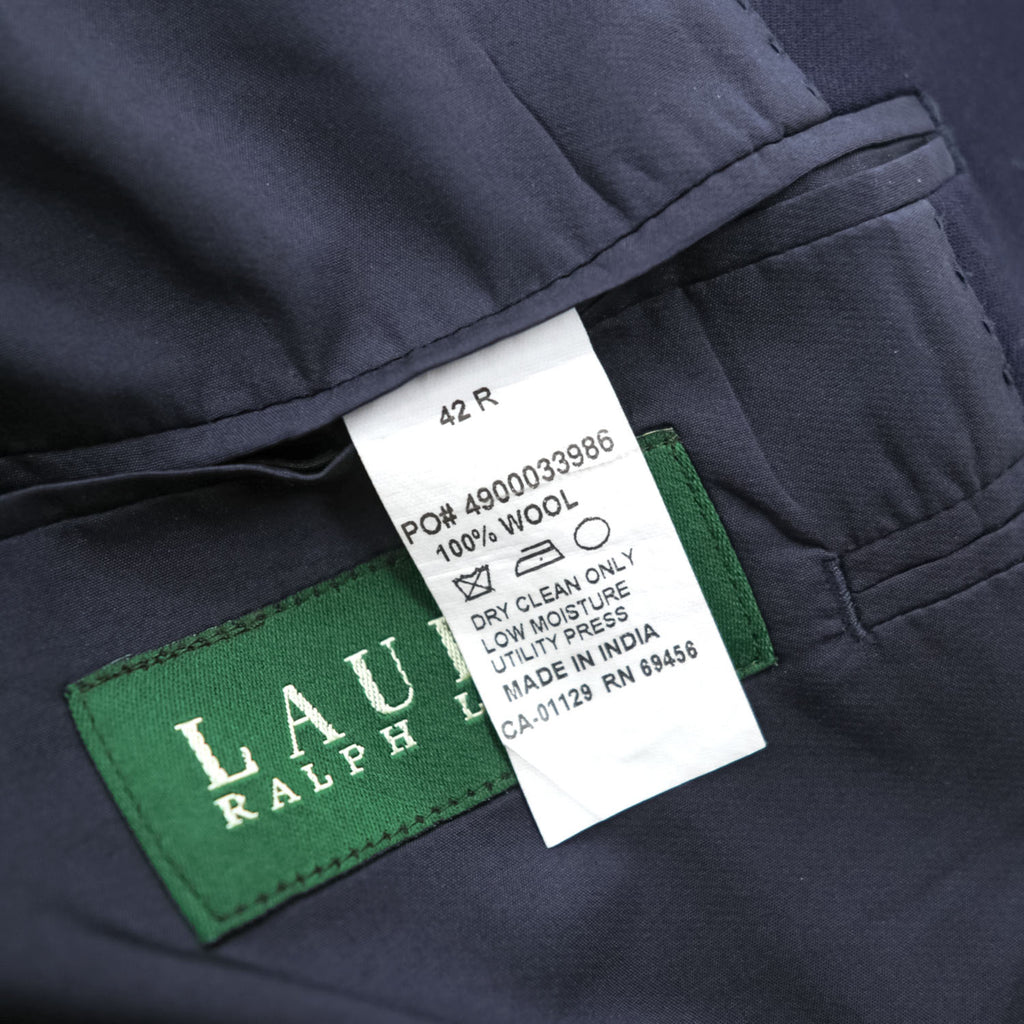 LAUREN RALPH LAUREN 90年代 ヴィンテージ ブレザー 2B テーラードジャケットXL ネイビー ギャバジン macy's men's store 紺ブレ 金ボタン