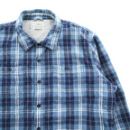 L.L.Bean 長袖 フランネルシャツ フリース裏地 L ブルー チェック SLIGHTLY FITTED ダブルポケット