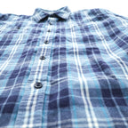 L.L.Bean 長袖 フランネルシャツ フリース裏地 L ブルー チェック SLIGHTLY FITTED ダブルポケット