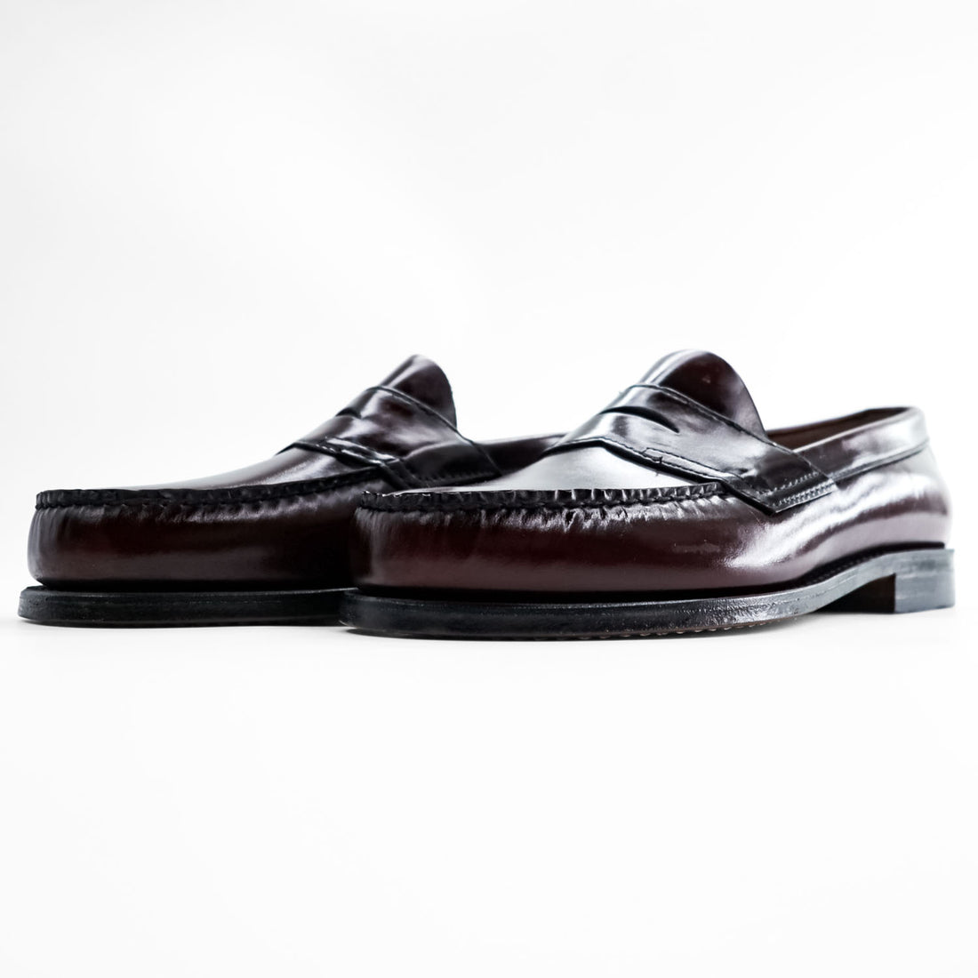 Vintage G.H. Bass Weejuns Leavitt Penny 731 Burgundy Leather Loafers USA Made 8.5C