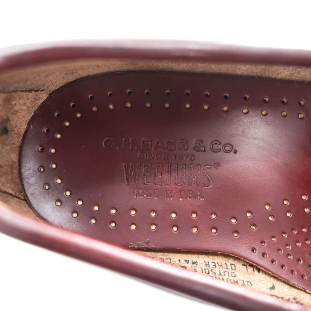 Vintage G.H. Bass Weejuns Leavitt Penny 731 Burgundy Leather Loafers USA Made 8.5C