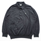 LACOSTE Crocodile Logo Long Sleeve Knit Polo Shirt Dark Gray Size 8