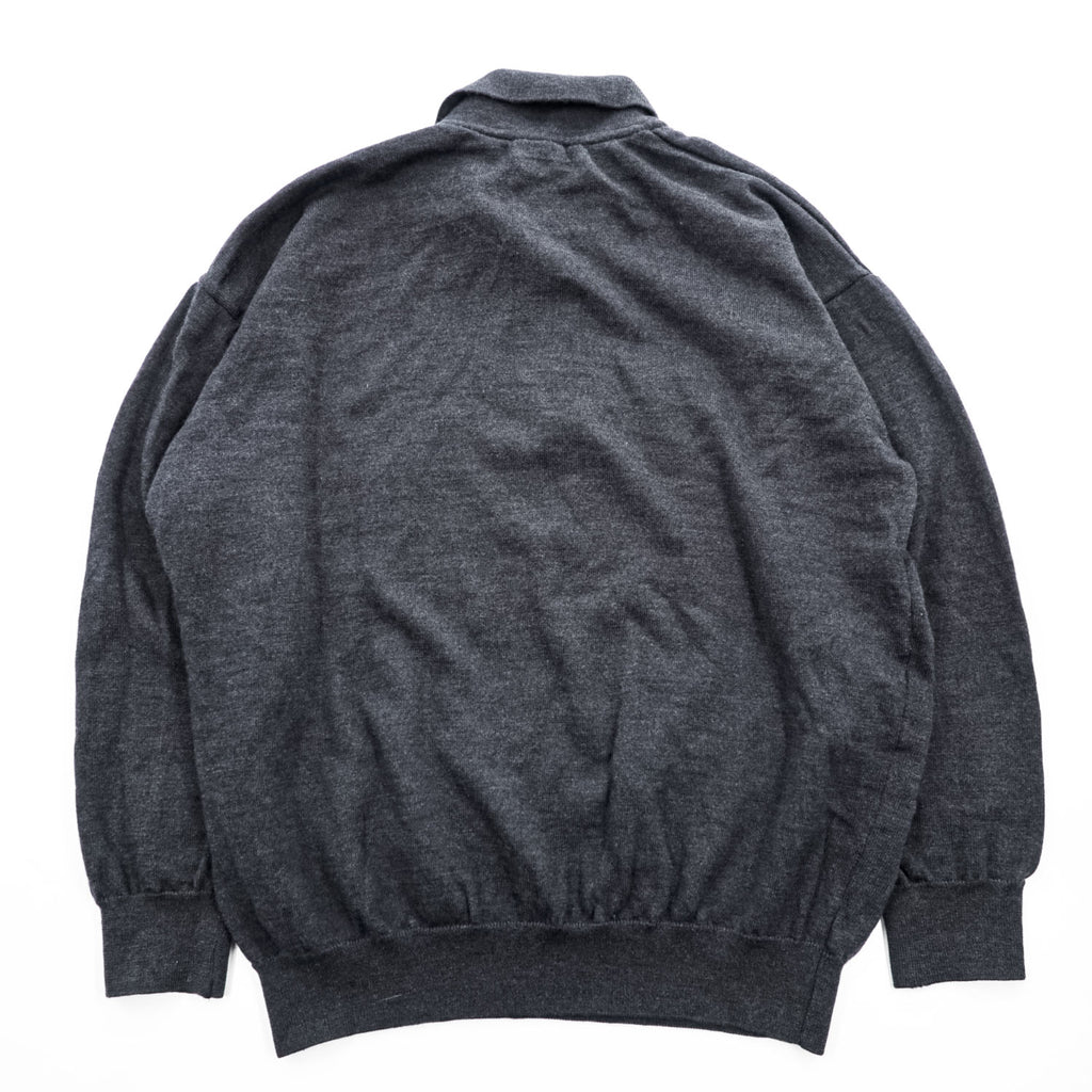 LACOSTE Crocodile Logo Long Sleeve Knit Polo Shirt Dark Gray Size 8