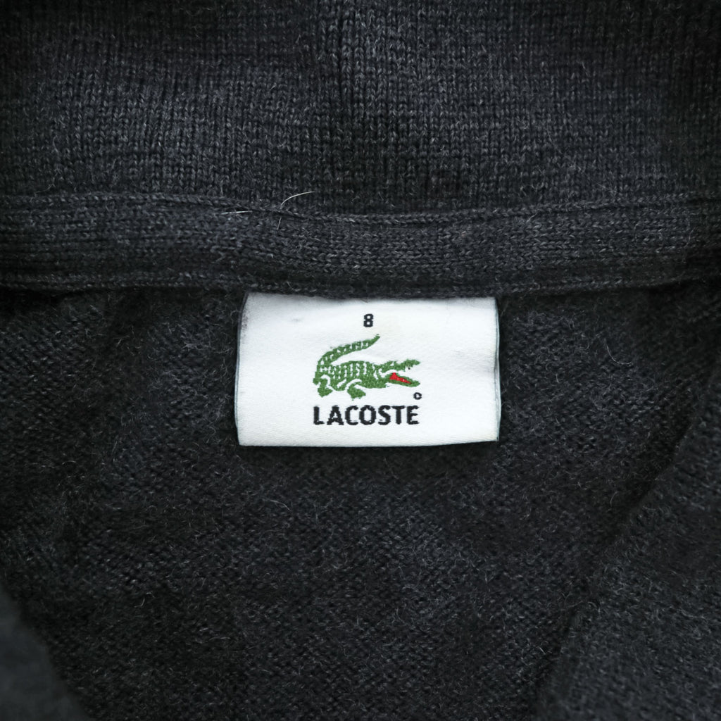 LACOSTE Crocodile Logo Long Sleeve Knit Polo Shirt Dark Gray Size 8