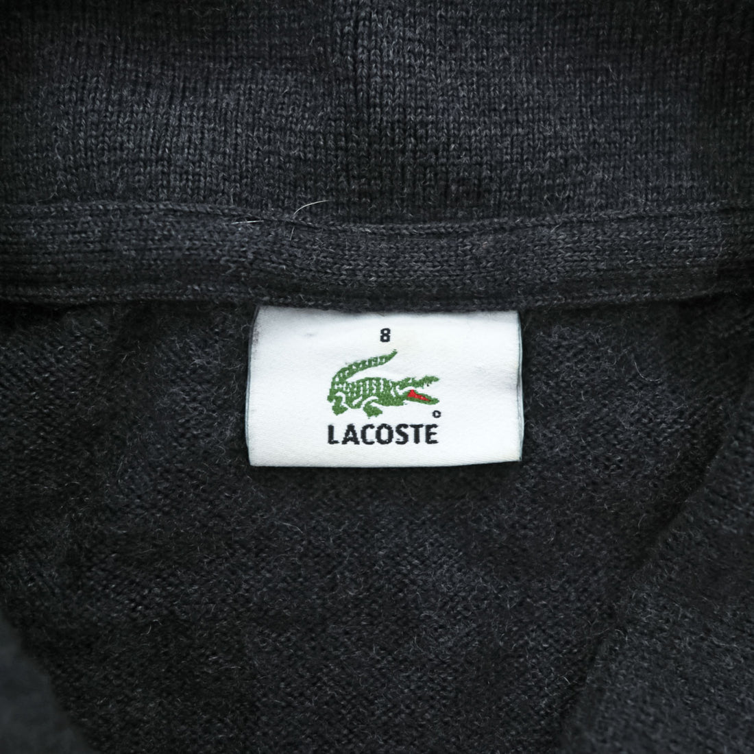 LACOSTE Crocodile Logo Long Sleeve Knit Polo Shirt Dark Gray Size 8