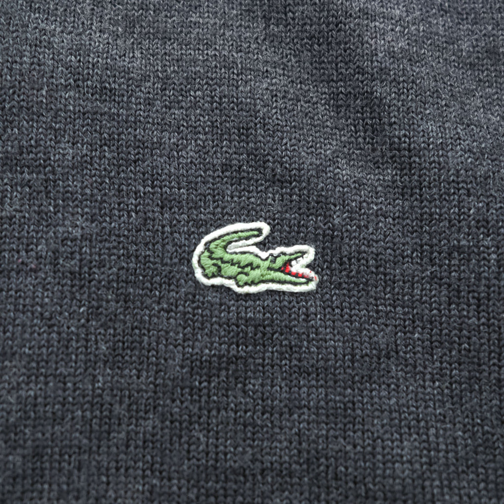 LACOSTE Crocodile Logo Long Sleeve Knit Polo Shirt Dark Gray Size 8