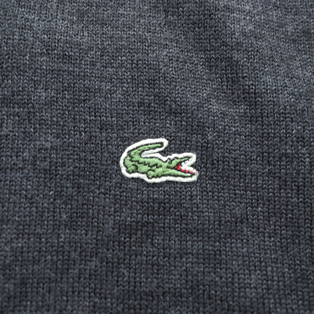 LACOSTE Crocodile Logo Long Sleeve Knit Polo Shirt Dark Gray Size 8