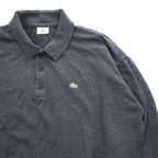 LACOSTE Crocodile Logo Long Sleeve Knit Polo Shirt Dark Gray Size 8