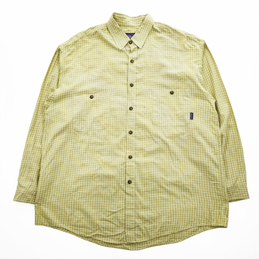 1999 Patagonia Organic Pima Cotton Plaid Long Sleeve Shirt Men's XL Made in Portugal