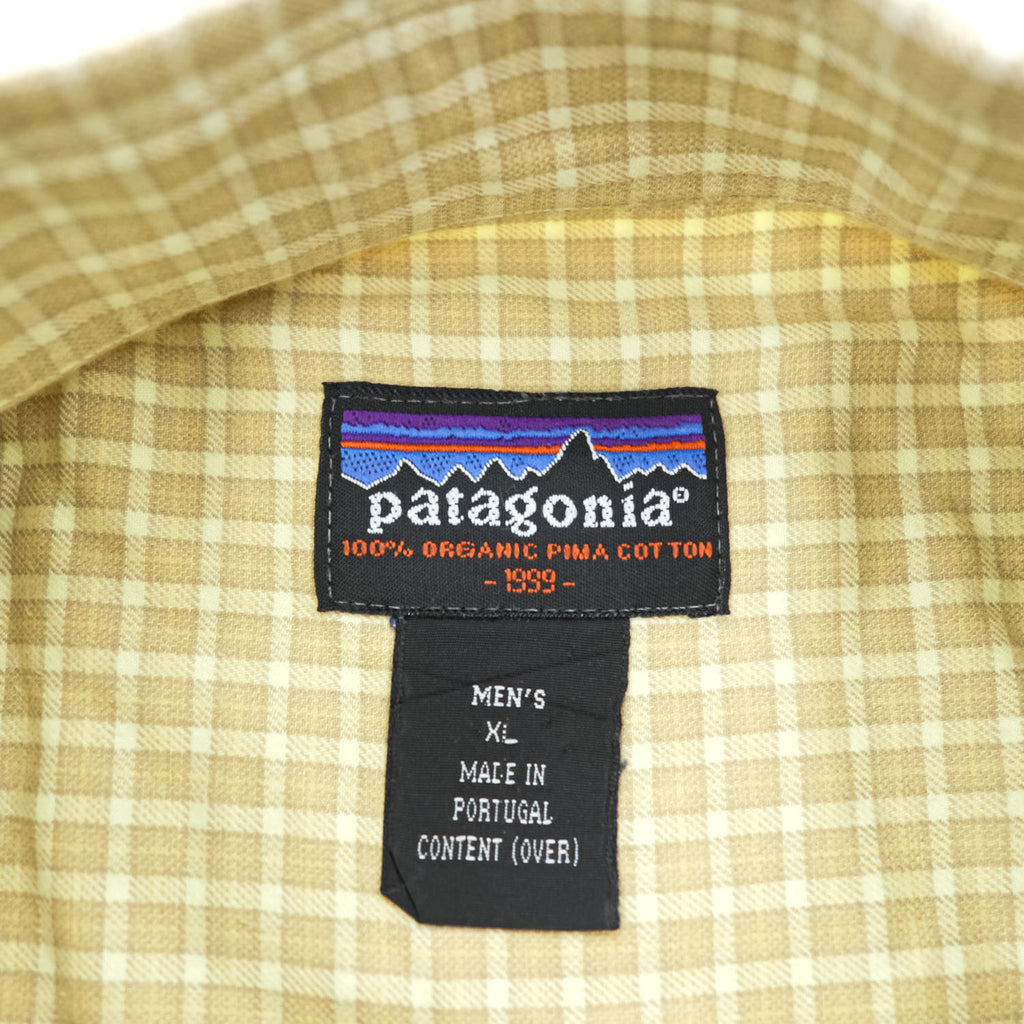 1999 Patagonia Organic Pima Cotton Plaid Long Sleeve Shirt Men's XL Made in Portugal