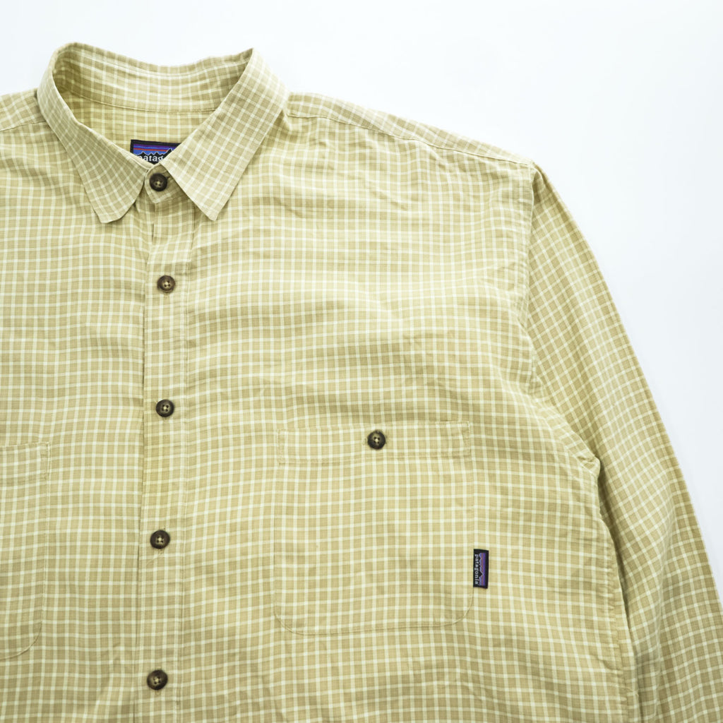1999 Patagonia Organic Pima Cotton Plaid Long Sleeve Shirt Men's XL Made in Portugal