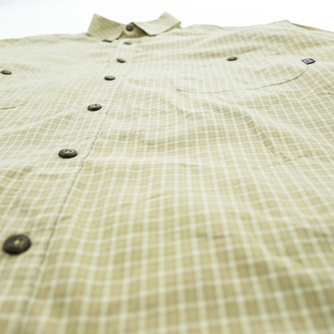 1999 Patagonia Organic Pima Cotton Plaid Long Sleeve Shirt Men's XL Made in Portugal