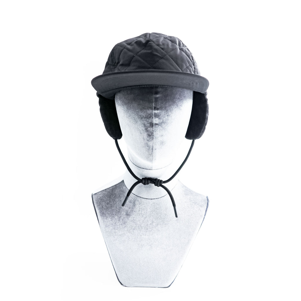 DAIWA PIER39 キルティング フライトキャップ TECH COLD PROOF DRIVING CAP ブラック 撥水 イヤーフラップ 耳当て BC-51023W