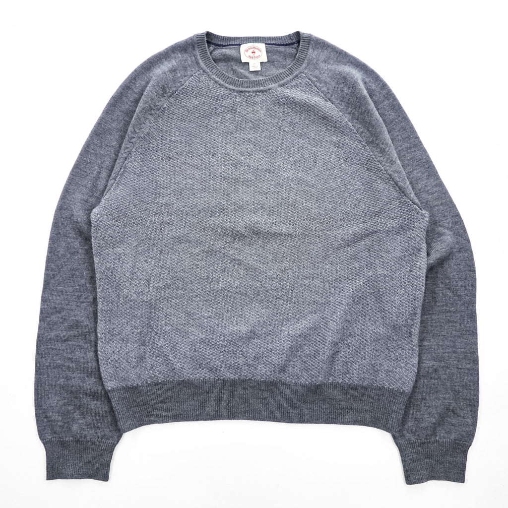Brooks Brothers Red Fleece 100% Merino Wool Raglan Crewneck Sweater Gray XL