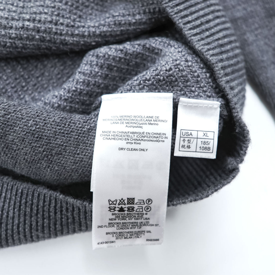 Brooks Brothers Red Fleece 100% Merino Wool Raglan Crewneck Sweater Gray XL