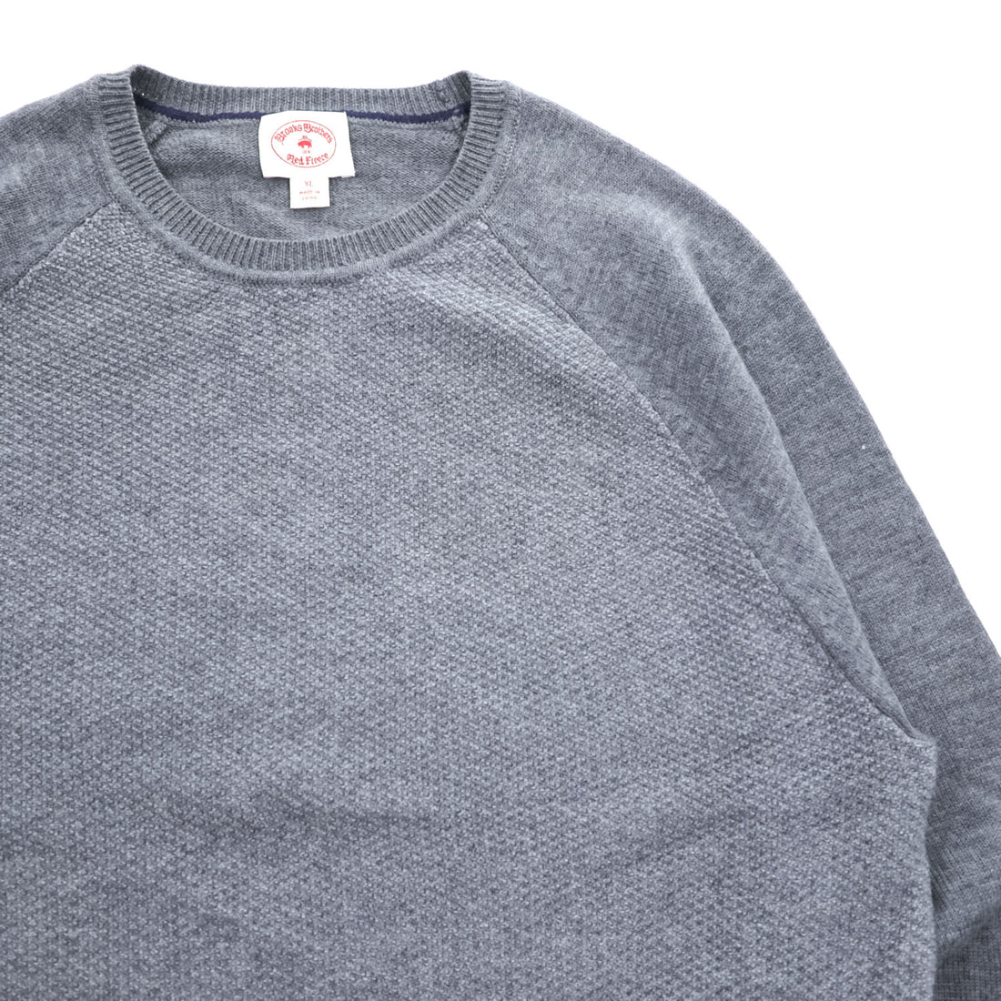 Brooks Brothers Red Fleece 100% Merino Wool Raglan Crewneck Sweater Gray XL