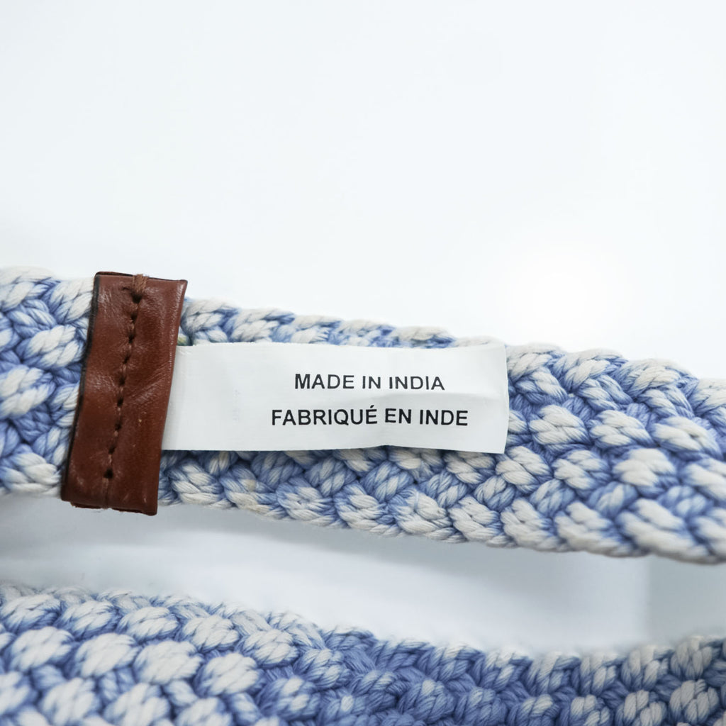Polo Ralph Lauren ダブルリング ベルト ヴィンテージ加工 編み込み ブルー 真鍮 ゴールド