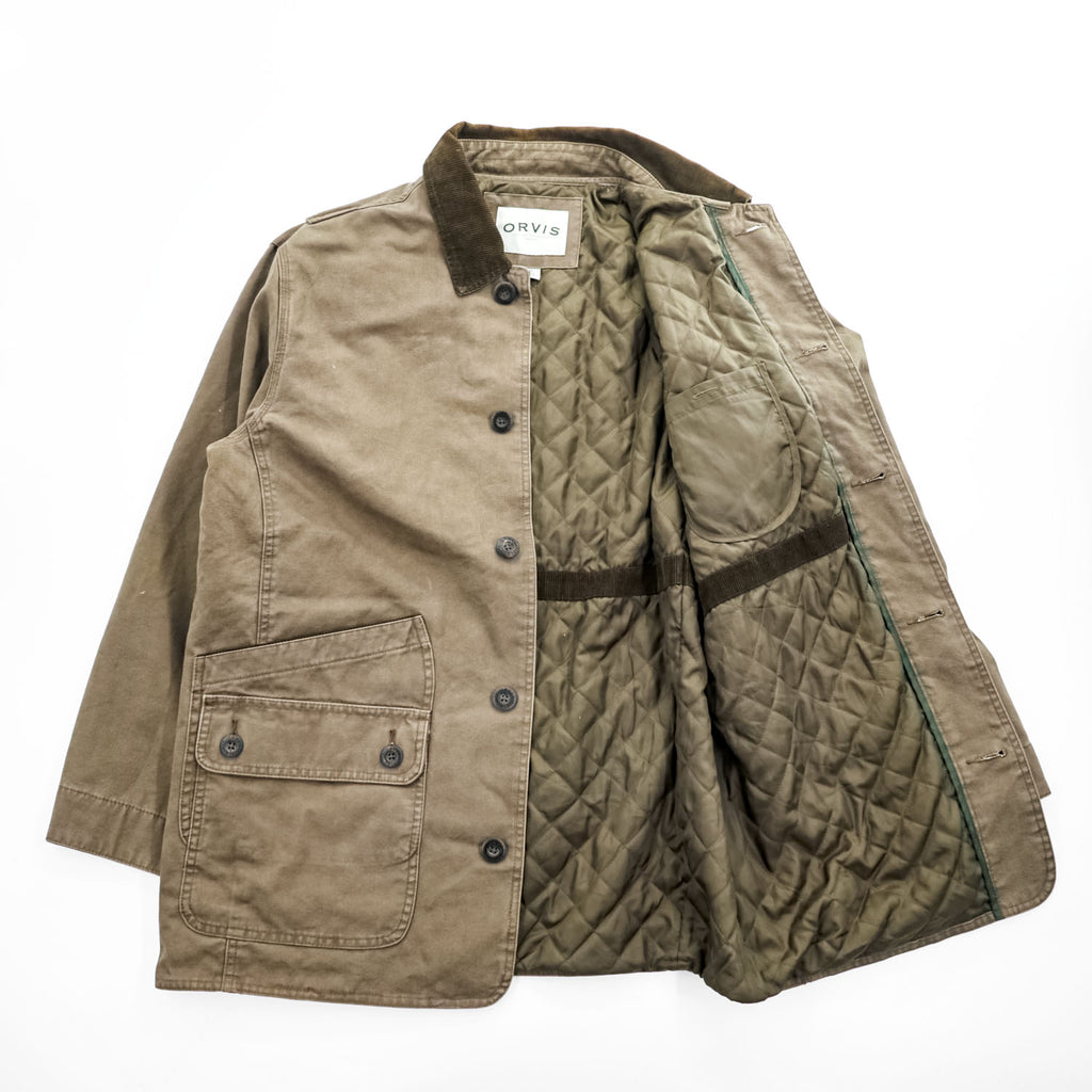 ORVIS ダック地 ハンティングジャケット L キャンバス 襟コーデュロイ 中綿 キルティングライナー