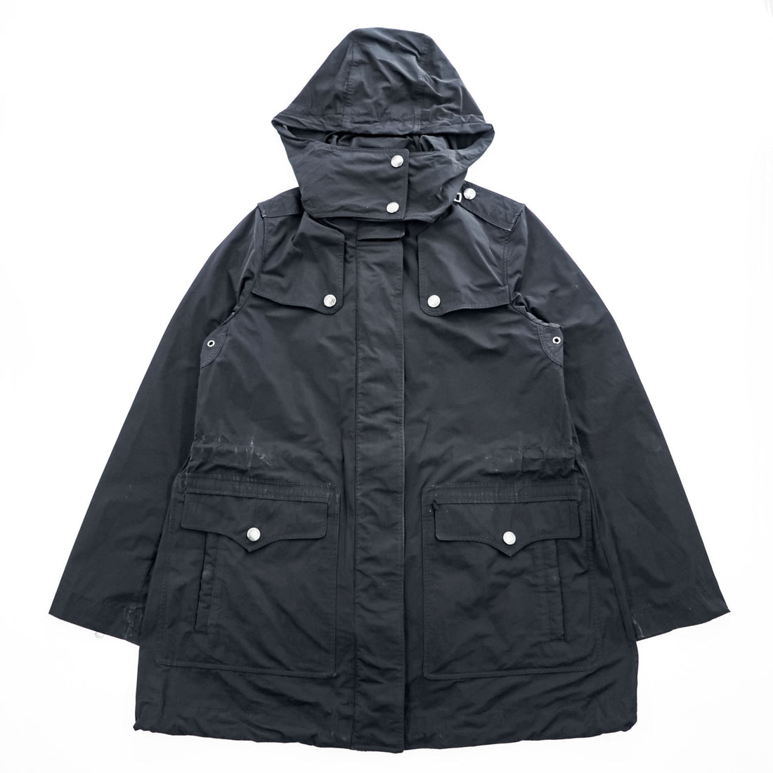 Burberry Brit 3808689 Black Hooded Technical Field Parka Nova Check Women's US 6