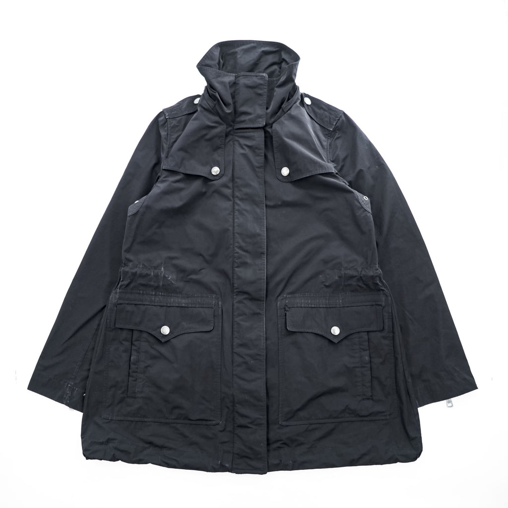 Burberry Brit 3808689 Black Hooded Technical Field Parka Nova Check Women's US 6