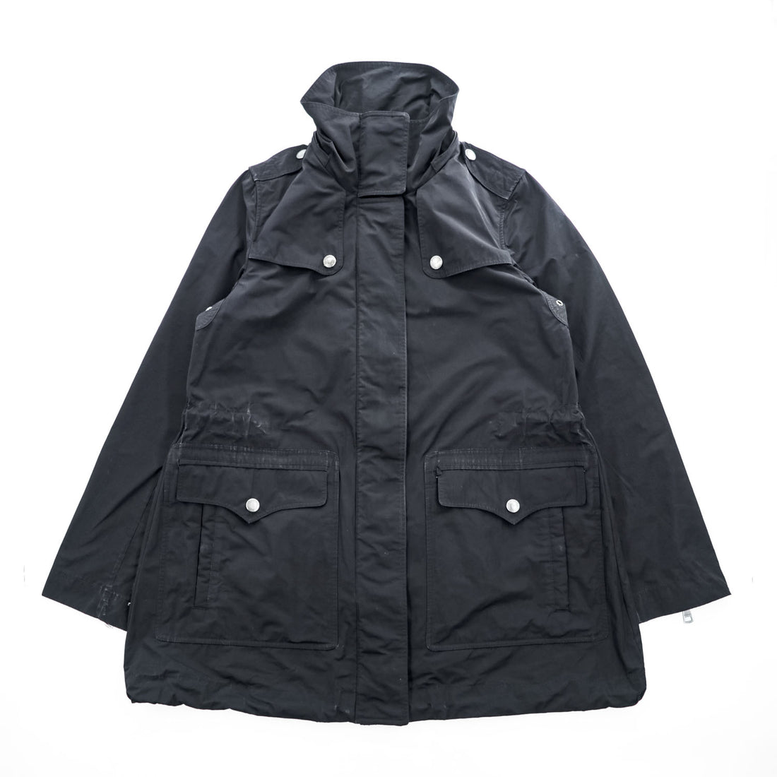 Burberry Brit 3808689 Black Hooded Technical Field Parka Nova Check Women's US 6