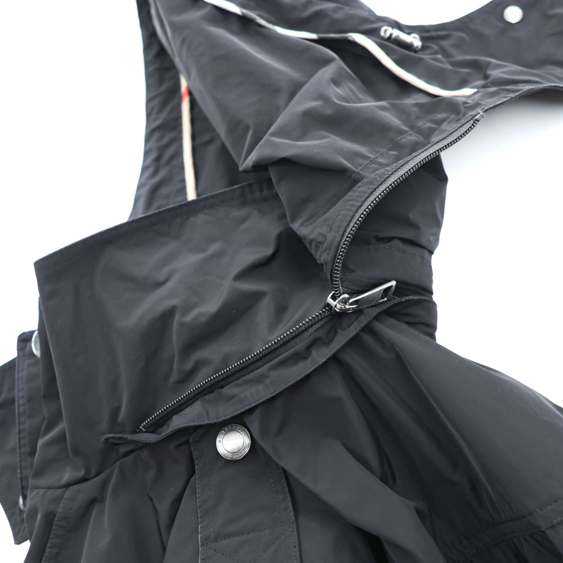 Burberry Brit 3808689 Black Hooded Technical Field Parka Nova Check Women's US 6