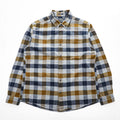 Eddie Bauer 長袖 フランネルシャツ L グレー ネイビー チェック CLASSIC FIT ボタンダウン 胸ポケット 0156
