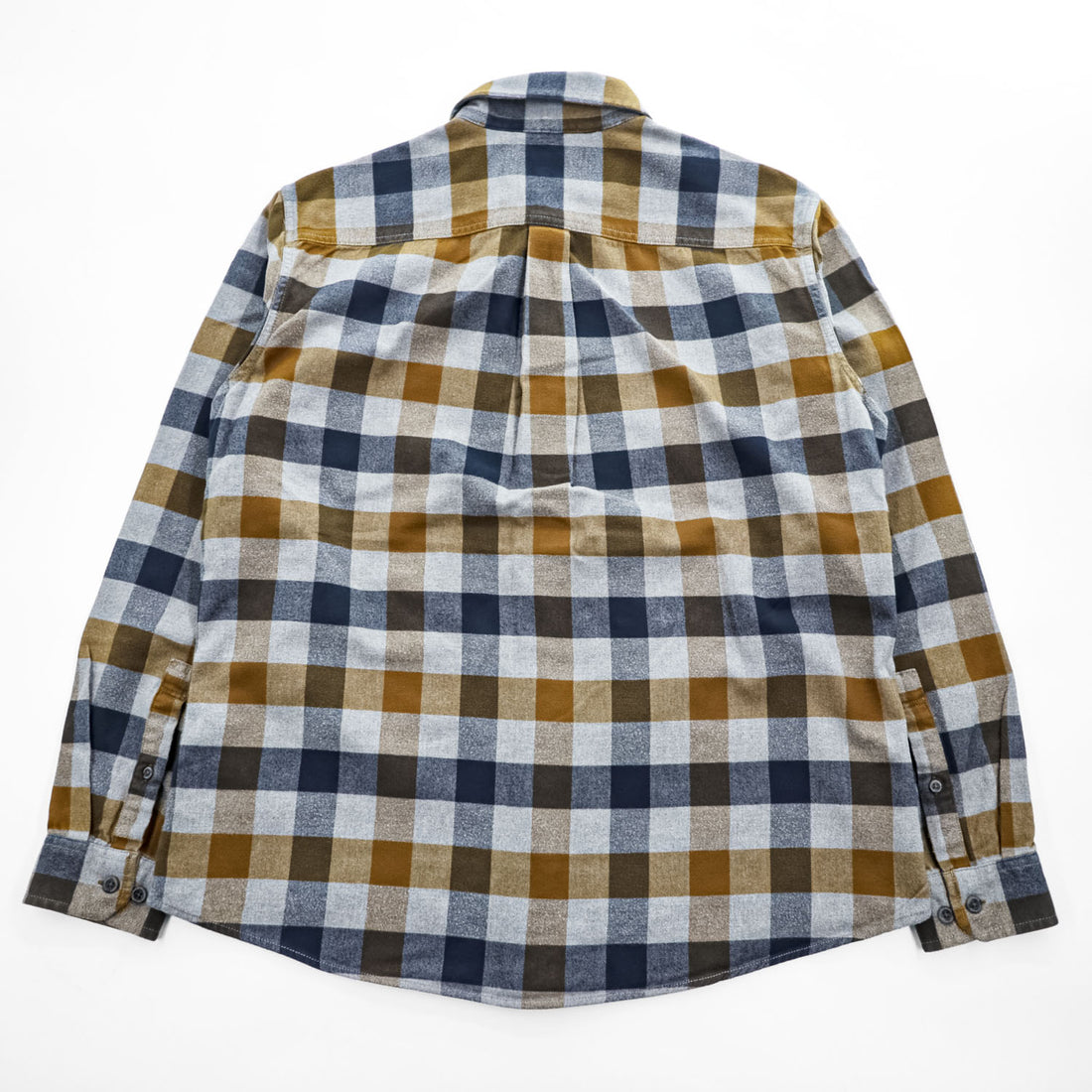 Eddie Bauer 長袖 フランネルシャツ L グレー ネイビー チェック CLASSIC FIT ボタンダウン 胸ポケット 0156