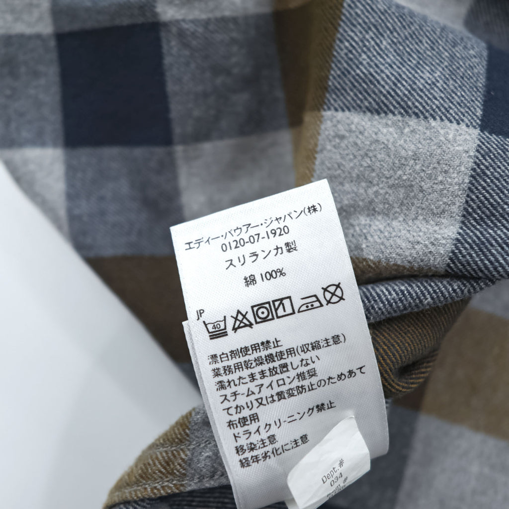 Eddie Bauer 長袖 フランネルシャツ L グレー ネイビー チェック CLASSIC FIT ボタンダウン 胸ポケット 0156