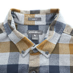 Eddie Bauer 長袖 フランネルシャツ L グレー ネイビー チェック CLASSIC FIT ボタンダウン 胸ポケット 0156